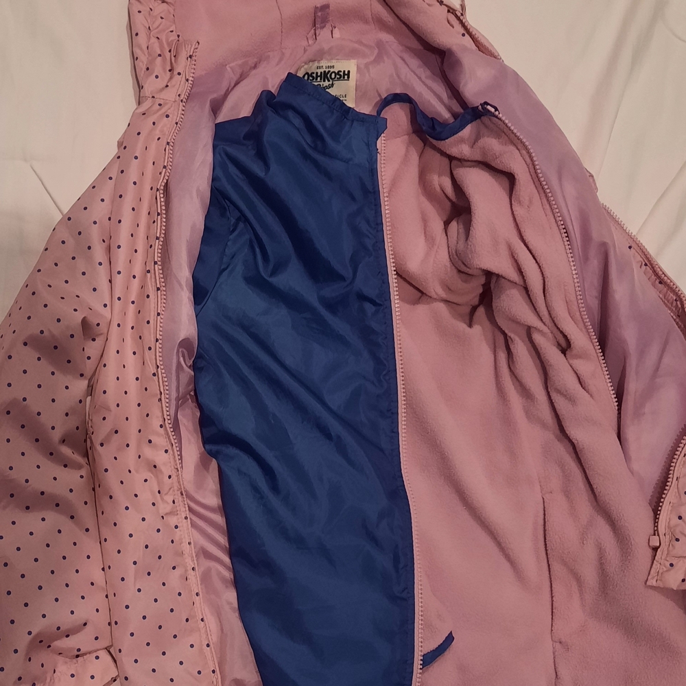 OshKosh B'gosh Pink Raincoat with Blue Dots - Picture 4 of 6